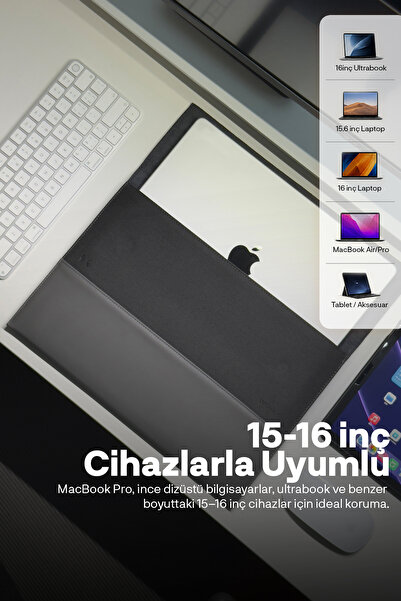 woyax S-Touch 15-16 İnç NFC Özellikli Slikon Süet MacBook Kılıfı iPad Tablet Laptop Çantası Su Geçirmez El Çantası