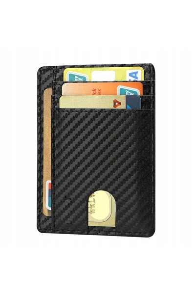 Korbi Portofel bărbătesc subțire cu protecție RFID, din piele neagră