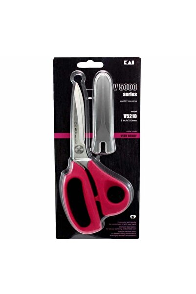 hodbehod Kai V5210 Pink Plastic Handle Fabric Cutting Scissors with Case 21 cm