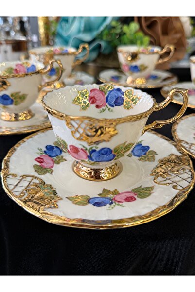 LOKMAN ZÜCCACİYE SHOWROOM 6-Piece 24K Gold Gilded Special Design Hand Painted...