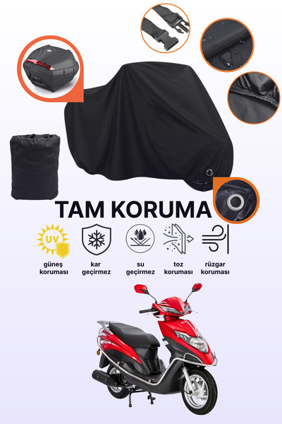dokaca Black Lock and Bag Compatible Motorcycle Tarpaulin Kanuni Mati 125 Com...