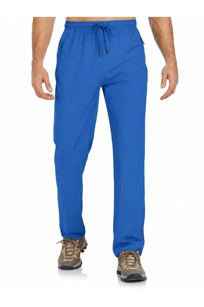 OEM Pantaloni sport de alergare albaștri pentru bărbați, buzunare cu fermoar,...