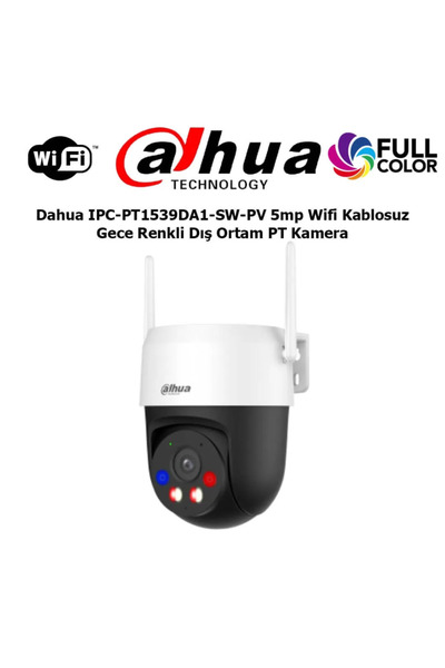 DAHUA IPC-PT1539DA1-SW-PV, 5Mpix, 4mm Lens H265, Dual Smart Light, IP66, Wifi, Dahili Mikrofon, PT S