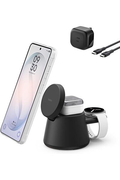 Belkin شاحن USB-C متوافق مع آيفون 17، 16، 15، سامسونج S26، وساعة أبل بمنفذ وا...