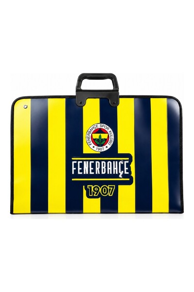 Fenerbahçe Lisanslı Çubuklu Amblem Baskılı Proje Çantası - Askılı Fermuarlı R...