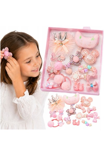 Korbi Set cadou cu accesorii de păr roz pentru fete