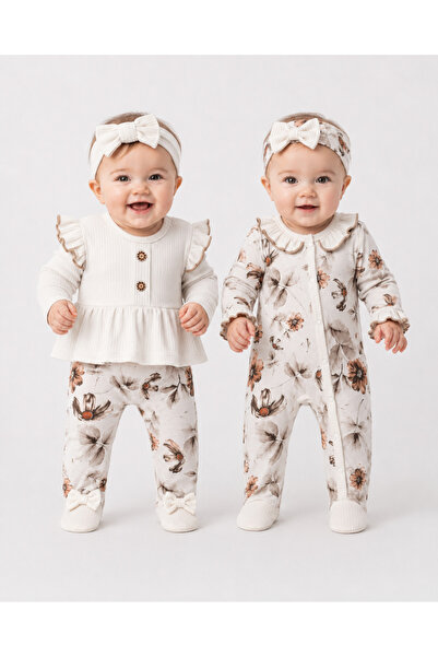 Hülya's MIND Flower-Patterned Baby Girl 2-Piece Jumpsuit
