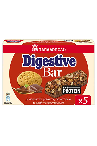 Papadopoulou ΠΑΠΑΔΟΠΟΥΛΟΥ DIGESTIVE BARS ΜΕ ΠΡΩΤΕΪΝΗ (5x28gr.) - (ΣΟΚΟΛΑΤΑ ΓΑ...