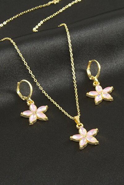 ZERO LAND Ilkestor Daisy Stone Set Necklace (180324) - Pink