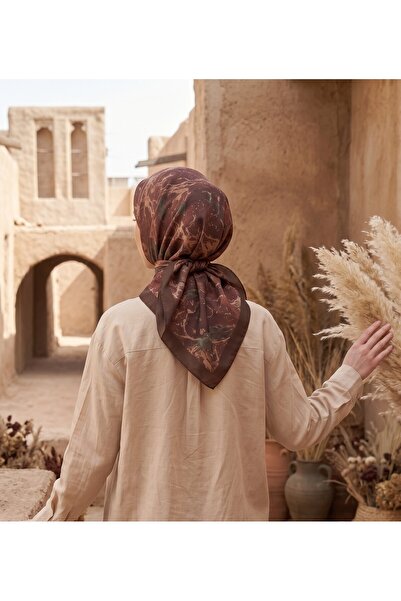 tuaipek وشاح قطني غير لامع بنمط OCHRE مقاس 90×90 سم