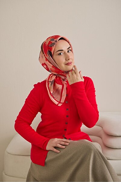 Silk Home Twill svileni šal sa cvetnim uzorkom, puder roze, 90x90
