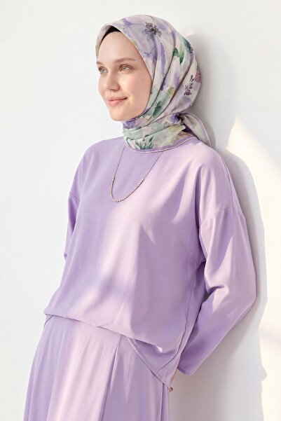 Silk Home وشاح ناعم بألوان مائية أرجوانية 90x90