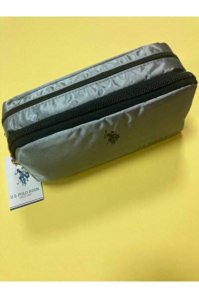 U.S. Polo Assn. حقيبة أقلام رصاص من U.S. Polo Assn باللون الرمادي، بسحاب مزدو...