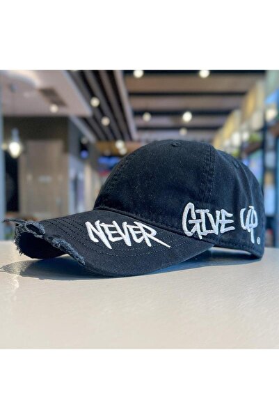 valkyrie Unisex Black Never Give up Embroidered Baseball Hat Adjustable Vinta...
