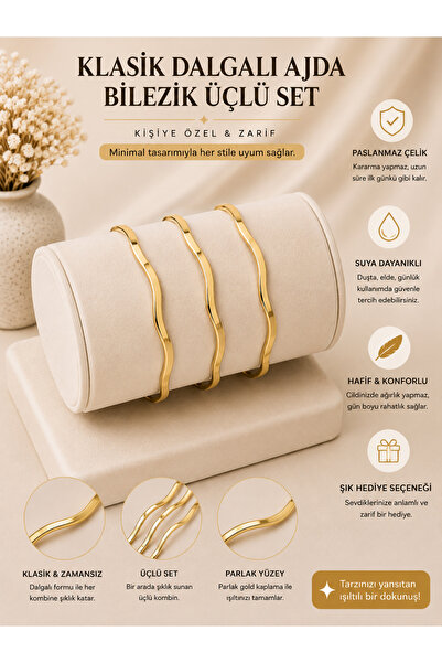 LUMİERE JEWELRY BURGU MODEL 3’LÜ ÇELİK AJDA SET