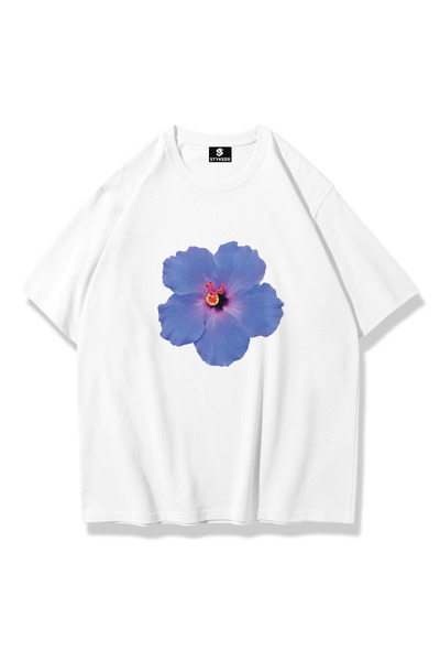 STYKEER TRICOU UNISEX OVERSIZE LOTUS, MODEL LARG, ALB, MĂRIME OVERSIZE