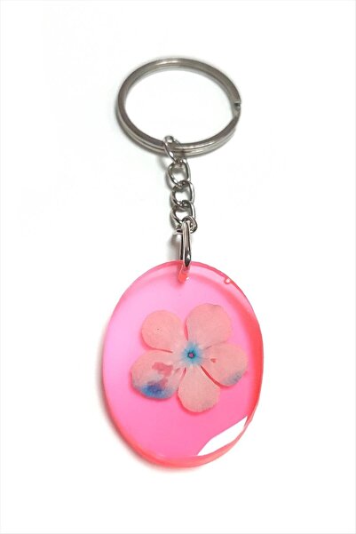 ZERO LAND Ilkestor Snowball Flower Oval Epoxy (214908) Keychain - Pink