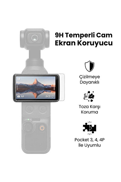 Ayza Stüdyo DJI Osmo Pocket 3 / Pocket 4 / Pocket 4P Uyumlu Ekran Koruyucu Ca...