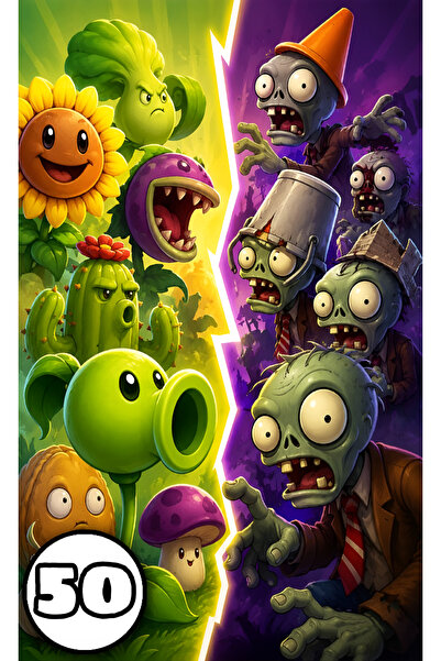 Generic Brand Carte de Colorat Plante vs. Zombi – A4 | 50 de Ilustrații Amuza...