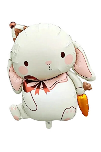 Atölye Mi Cream Carrot Rabbit Foil Balloon