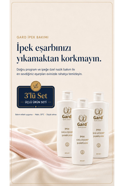 Gard Ipek Şal- Eşarp Şampuanı Üçlü Set 200 ml 3 Adet