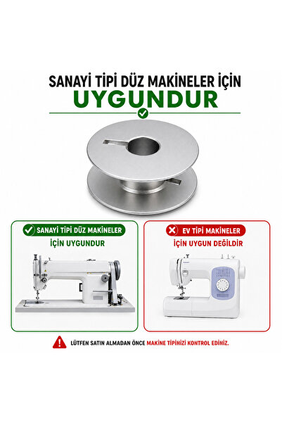 ALBERTOS Sanayi Tipi Düz Dikiş Makinesi Alüminyum Çentikli Masura Bobin 20 Adet