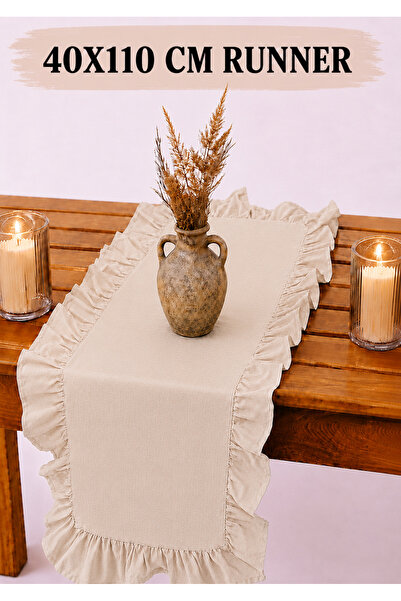 SADEN HOME Firfirli Beige Runner, Decorative Small Size 40X110 cm