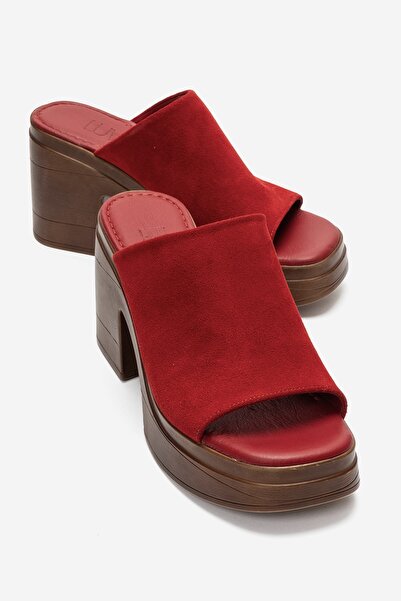 LuviShoes Papuci de damă cu toc și platformă din piele naturală din piele int...