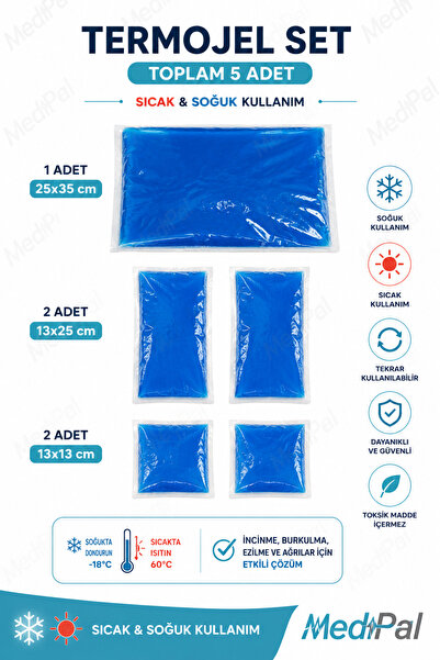 MediPal Termojel Soğuk Sıcak Jel Kompres Seti 5'li – 1 Adet 25x35 cm + 2 Adet...
