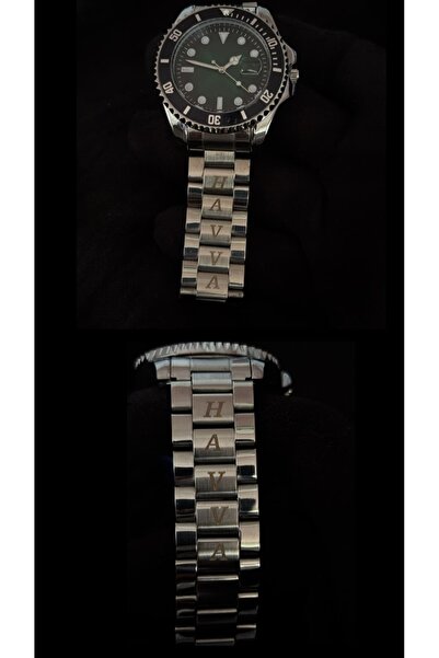 bijoux uniques Deri kutuda istediğiniz isme özel çelik erkek saati