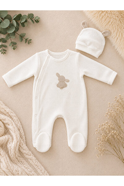 babyist 2-Piece Baby Romper Set with Rabbit Embroidered Ears