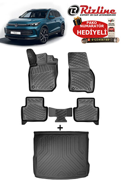 Rizline Volkswagen Tiguan 2024-2025-2026 Havuzlu Paspas ve ÜST KADEME Bagaj H...