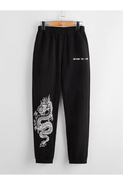 classy moda Unisex Lettering Front Printed 2 Thread Combed Cotton Baggy Trousers