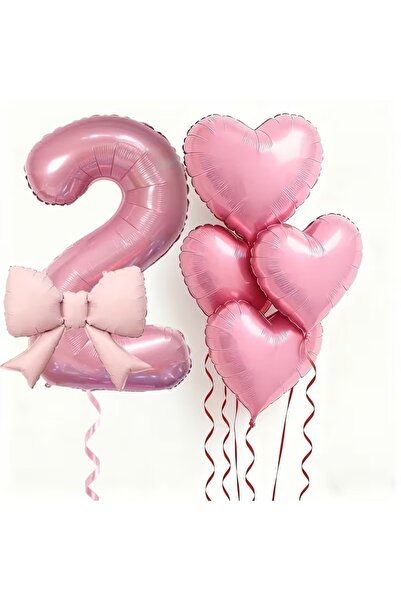 ÇITIPITISTORE Pink Number Bow Heart Birthday Age Celebration Party Set
