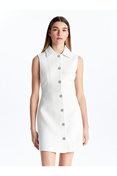 LC Waikiki I Checked Out Embroidered Women's Tweed Shirt Dress from Freezen S...