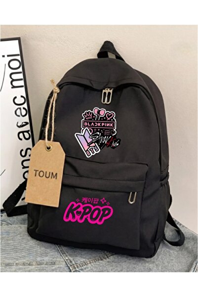 Toum K-Pop Black Pink Printed School, Classroom, Course Backpack