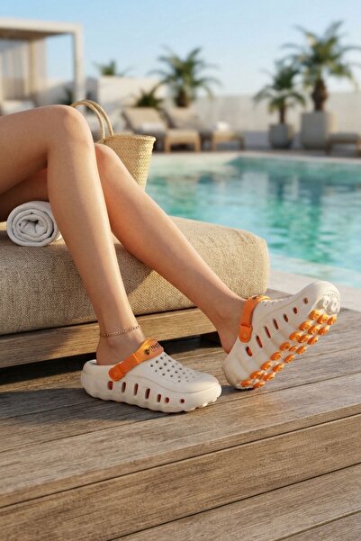 Mega Bazaar Ecru Orange Daily Beach Pool Beach Slippers Unisex Slippers & San...