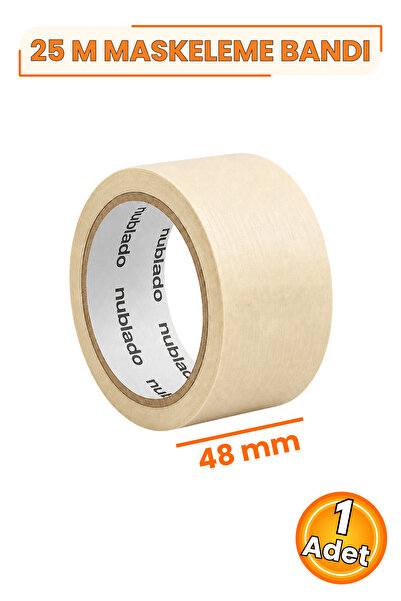 NUBLADO Maskeleme Bandı 48 mm x 25 Metre Kağıt Boyacı Bandı İz Bırakmaz Ahşap...