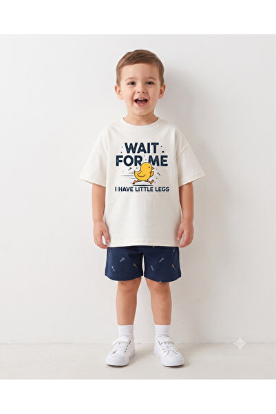 babytex تي شيرت للأطفال مطبوع عليه Wait For Me، مصنوع من القطن بنسبة 100%، بأ...