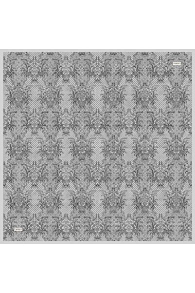 Levidor Gray Royal Floral Pattern Twill Silk Scarf