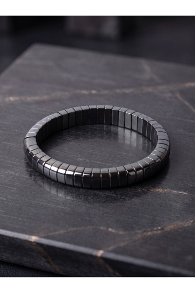 OSMANLI DEĞERLİ TAŞ Hematite Natural Stone Men's Bracelet (Model 10)