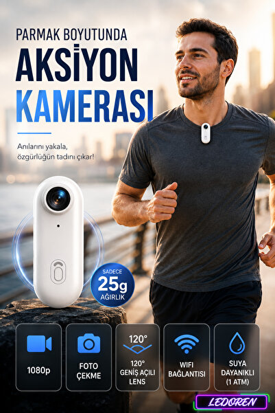 L'eDoren Göğüse Takılabilir Mıknatıslı 1080P Mini Aksiyon Kamera Geniş Açı PO...