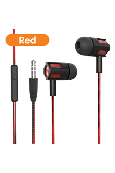 choice2 Red 3.5mm Wired Headphones Over Ear HiFi Call Wire Control Earphones ...