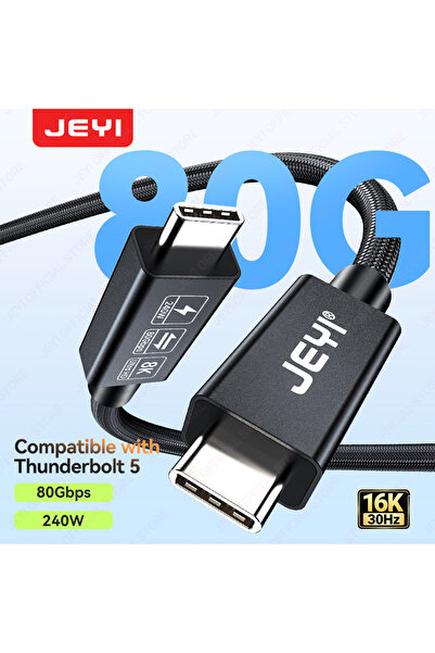 Choice كابل JEYI 0.5 متر متوافق مع Thunderbolt 5، سرعة نقل 80 جيجابت في الثان...