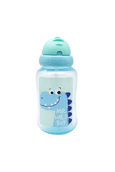 OEM Cană antrenament copii, model dinozaur, pai, albastru, 340ml – băut ușor ...