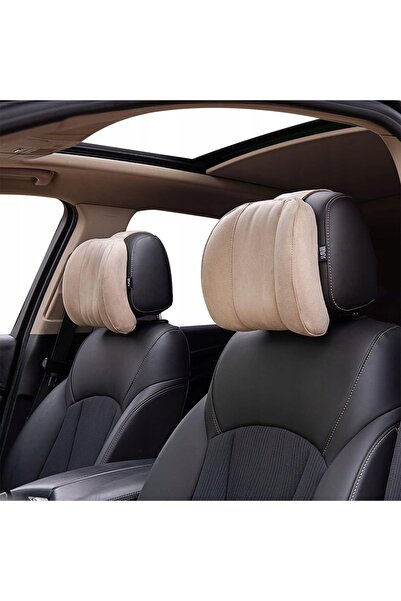 NO BRAND Pernă tetieră auto din spumă cu memorie, ergonomică, bej