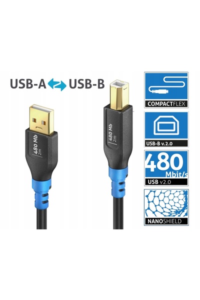 NO BRAND PURELINK FI-U200-010 Cablu FLEXINSTALL USB 2.0 A-B 2A 5V 10W 480Mbps 1m