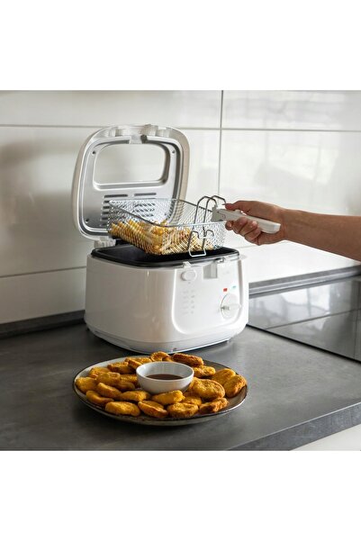 NO BRAND Friteuză electrică 2.5 L 1800 W Filtru de mirosuri Control temperatură