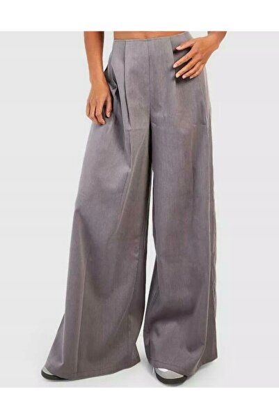 NO BRAND Pantaloni gri lungi, netezi, largi, cu picior lat, mărime mică, Booh...