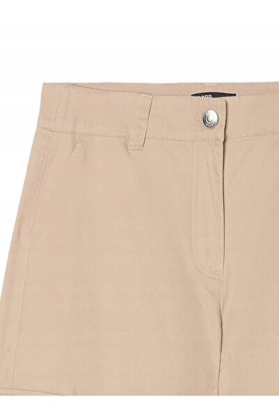 NO BRAND Pantaloni lungi din bumbac bej, croială dreaptă, cargo, cu buzunare, 44